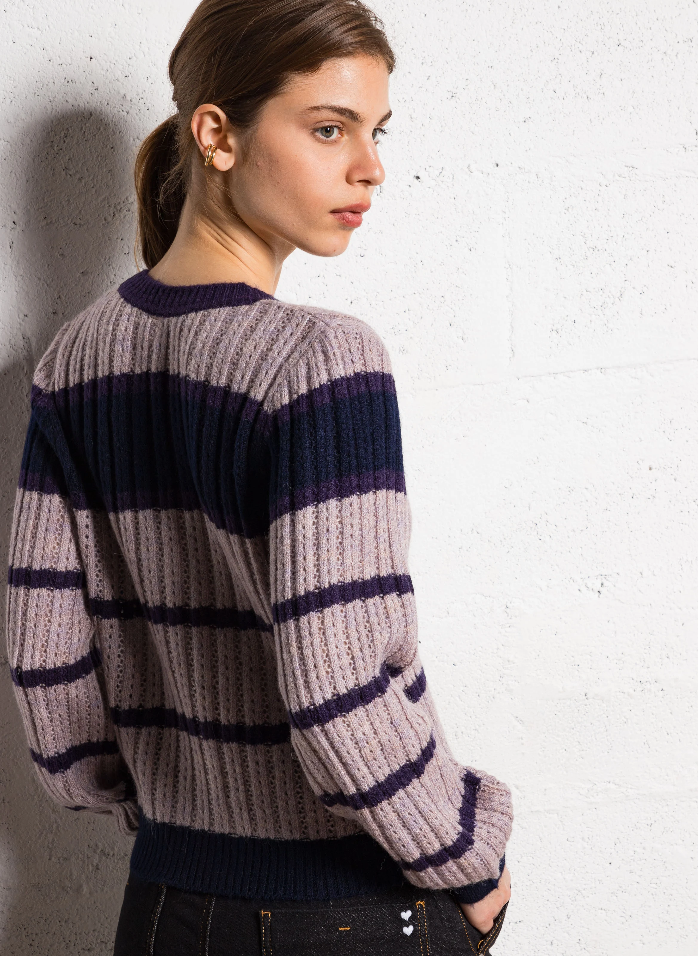 Gilet court droit col V | Bleu