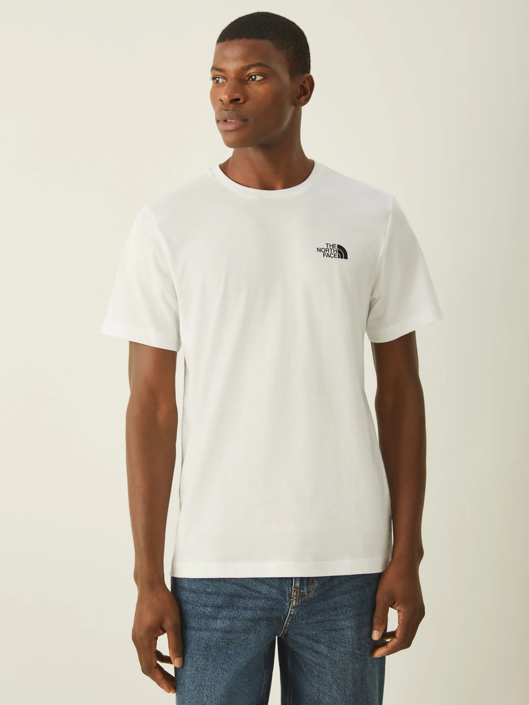 Wit - The North Face T-shirt met bergprint op de achterkant