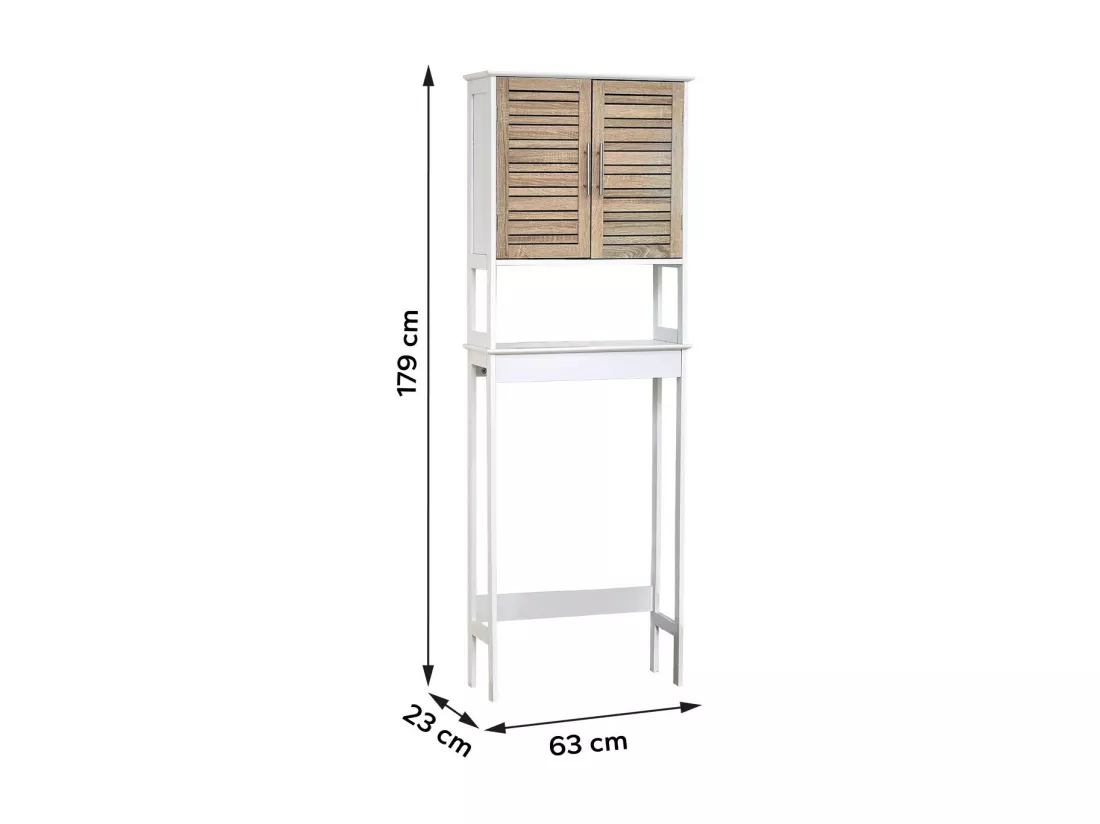 Meuble dessus de Toilettes WC 2 Portes 1 Etagère et 1 Tablette H 179 cm - Stockholm
