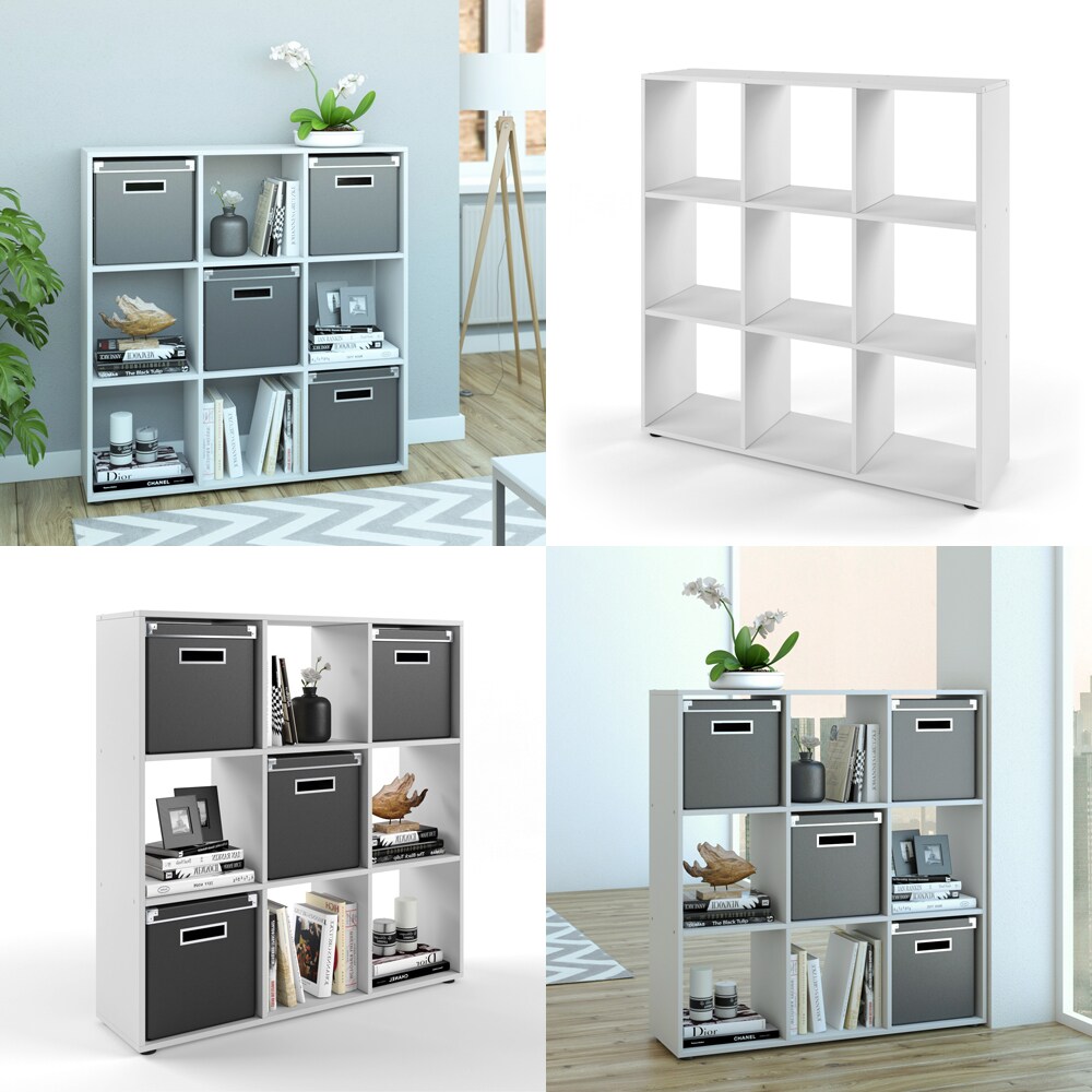 VICCO Raumteiler NOVE 9 Fächer Farbe Weiß - Würfelregal Raumtrenner Standregal