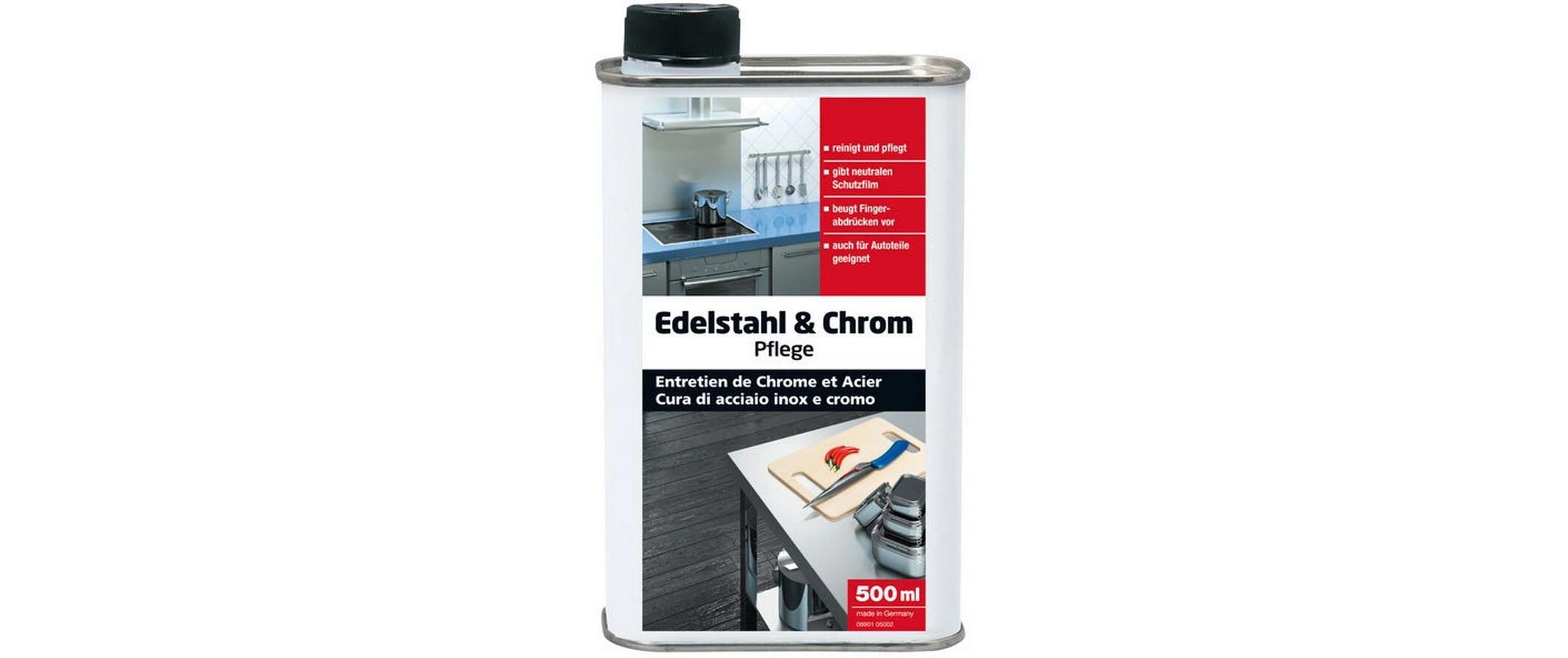Edelstahl- + Chrompflege 500 mlHochwertiger Edelstahlreiniger für den privaten Gebrauch