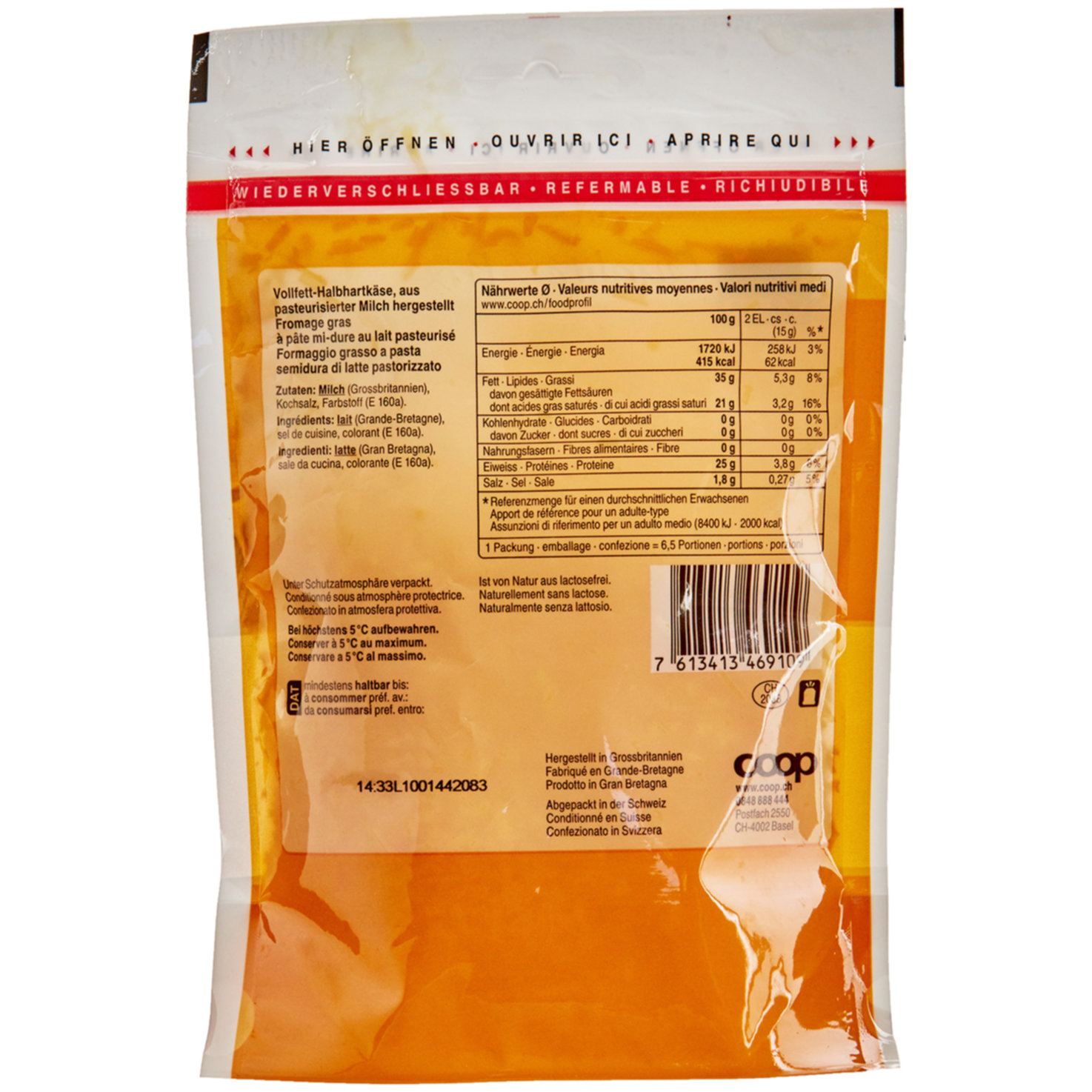 Cheddar gerieben