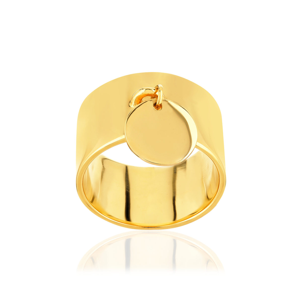 Bague plaqué or pampille disque