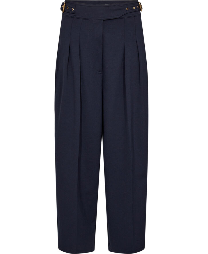 Lauren Ralph Lauren Belted Pleated Ponte Cropped Pant Navy