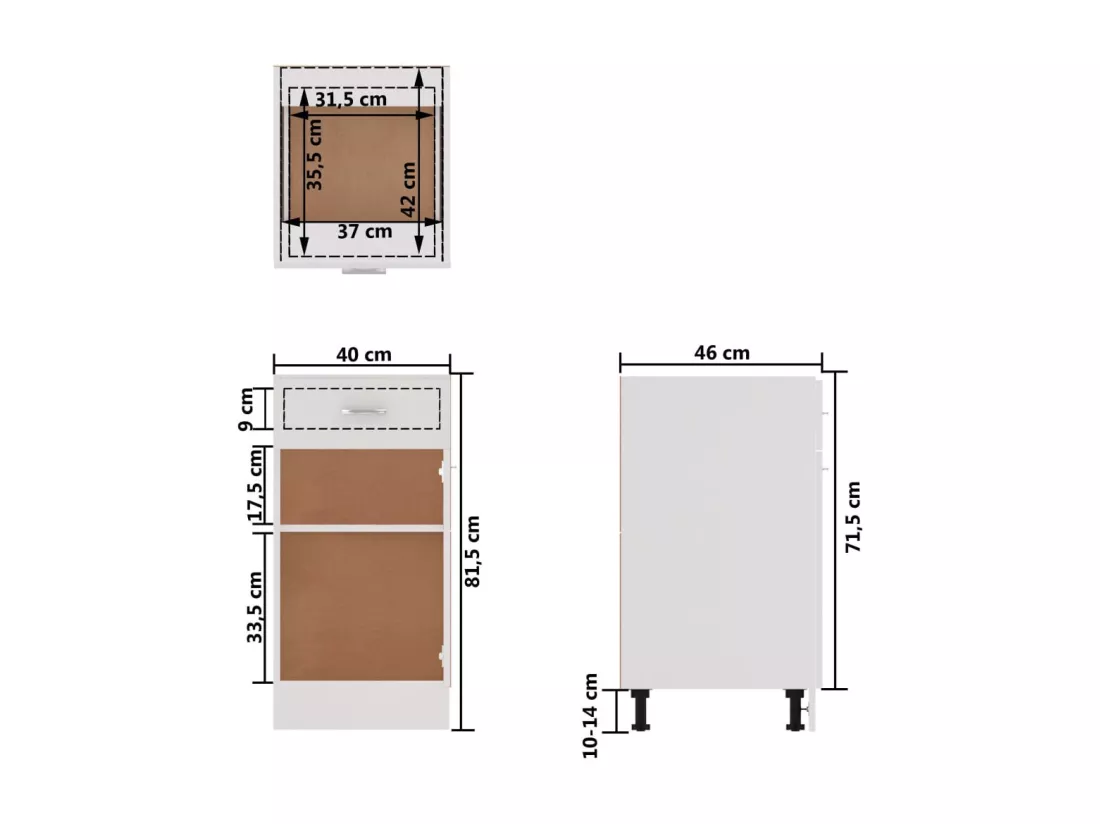 Meuble bas de cuisine Blanc 40x46x81,5