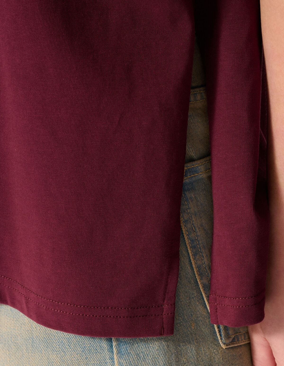 Split T-shirt Donkerrood