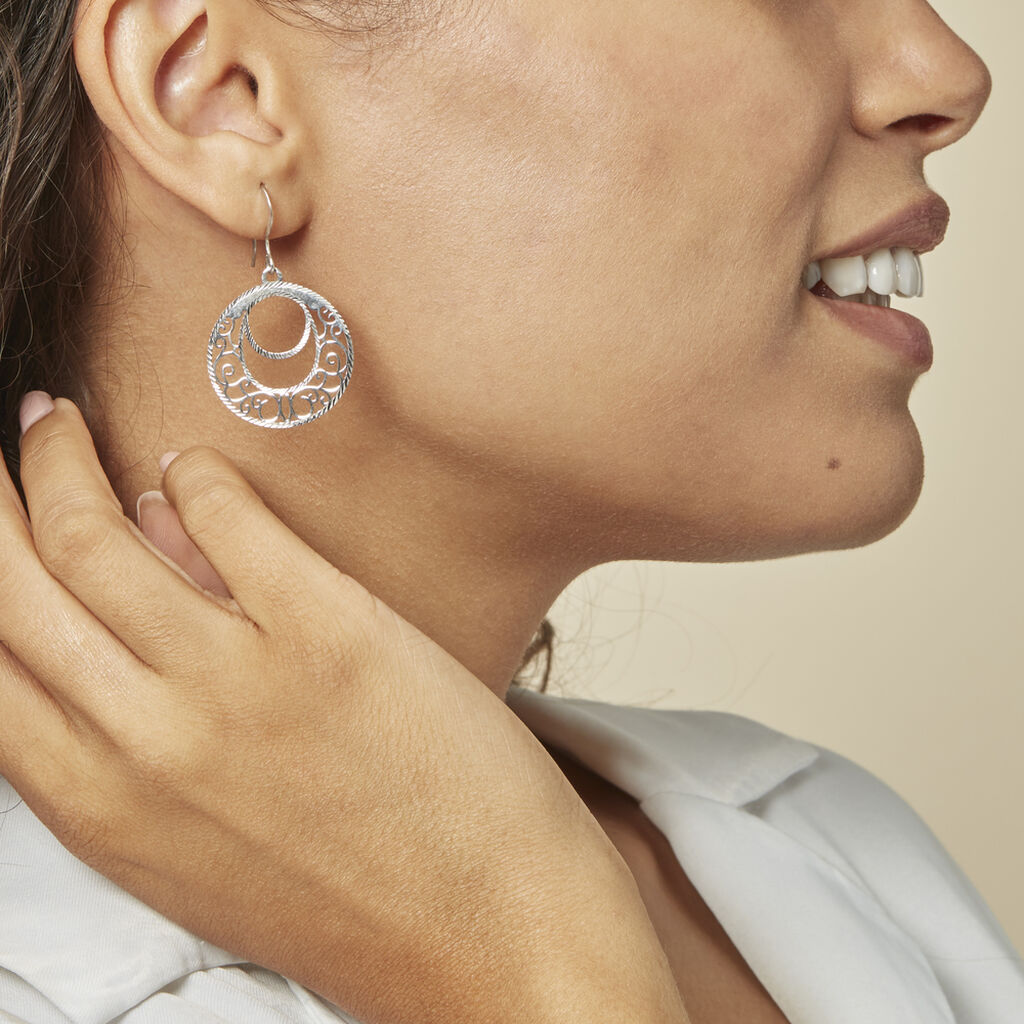 Boucles D'oreilles Pendantes Micaela Argent Blanc