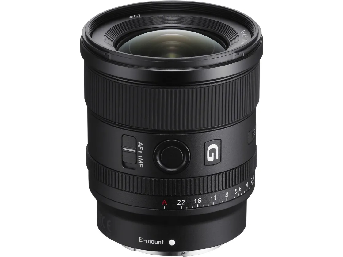 Sony SEL20F18G - Vidvinkel objektiv - 20 mm - f/1.8 G - Sony E-mount - for Cinema Line; a VLOGCAM; a1; a1 II; a6700; a7 IV; a7C; a7C II; a7CR; a7R V; a7s III; a9 III