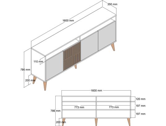 CONCEPT1 - Bahut Milan noyer 160 x 35 x 78cm