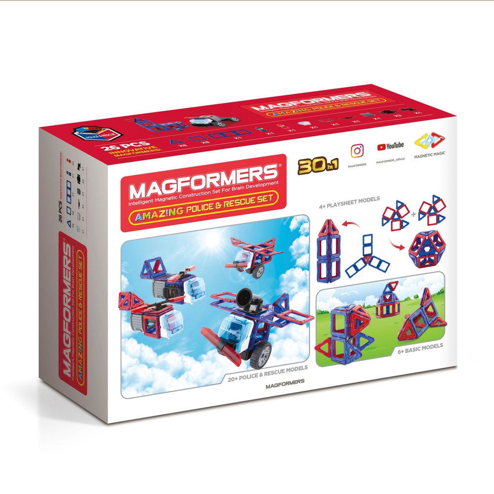 Magformers Polizei & Rettungsdienst 26-teiliges Magnetset