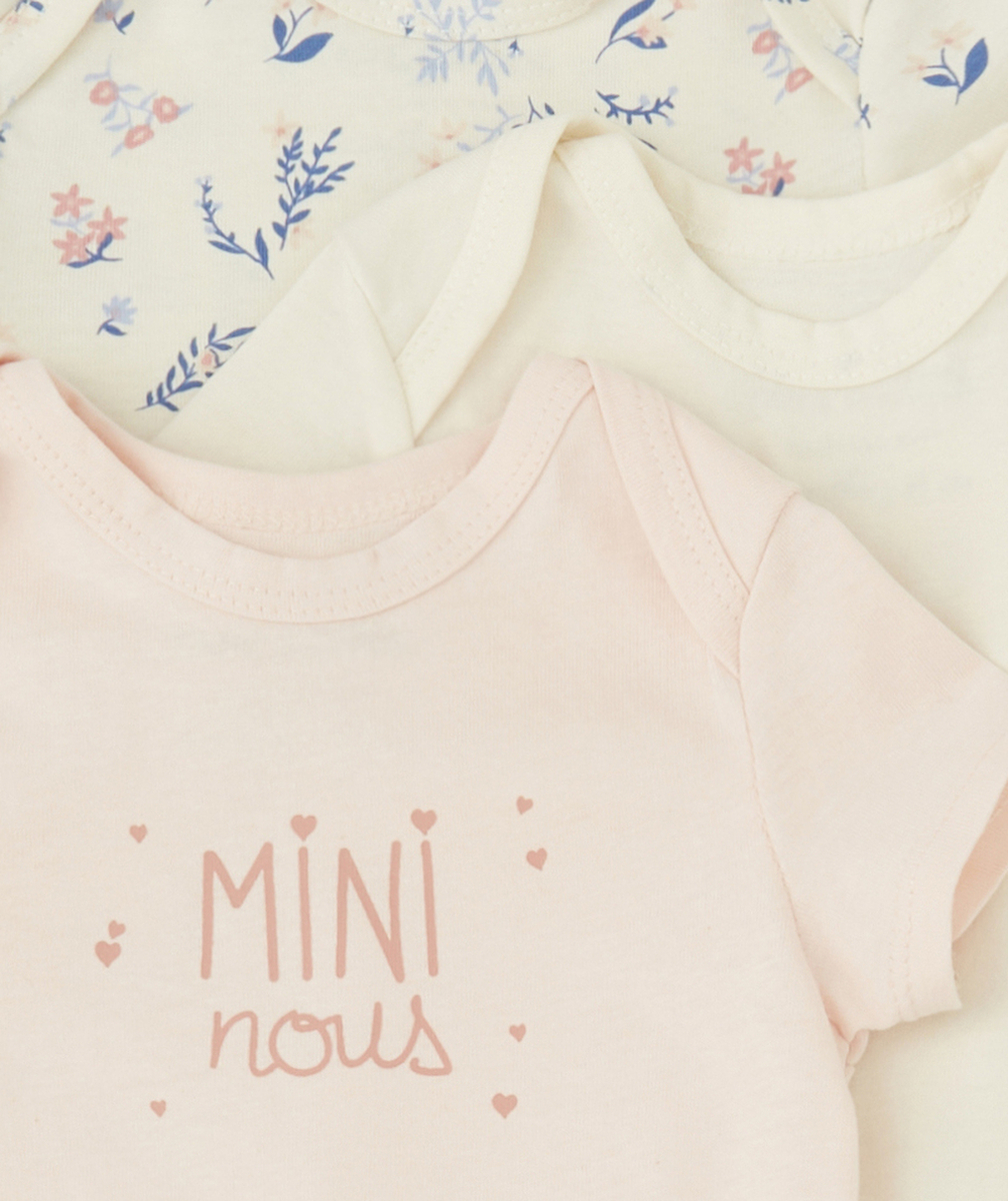 LOT DE 3 BODIES MINI NOUS EN COTON BIO BÉBÉ