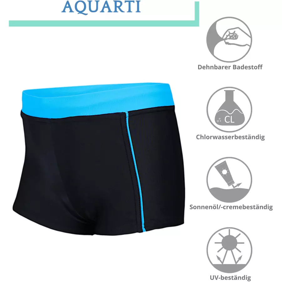 Aquarti Jungen Kinder Badehose Seitliche Paspel schwarzblau