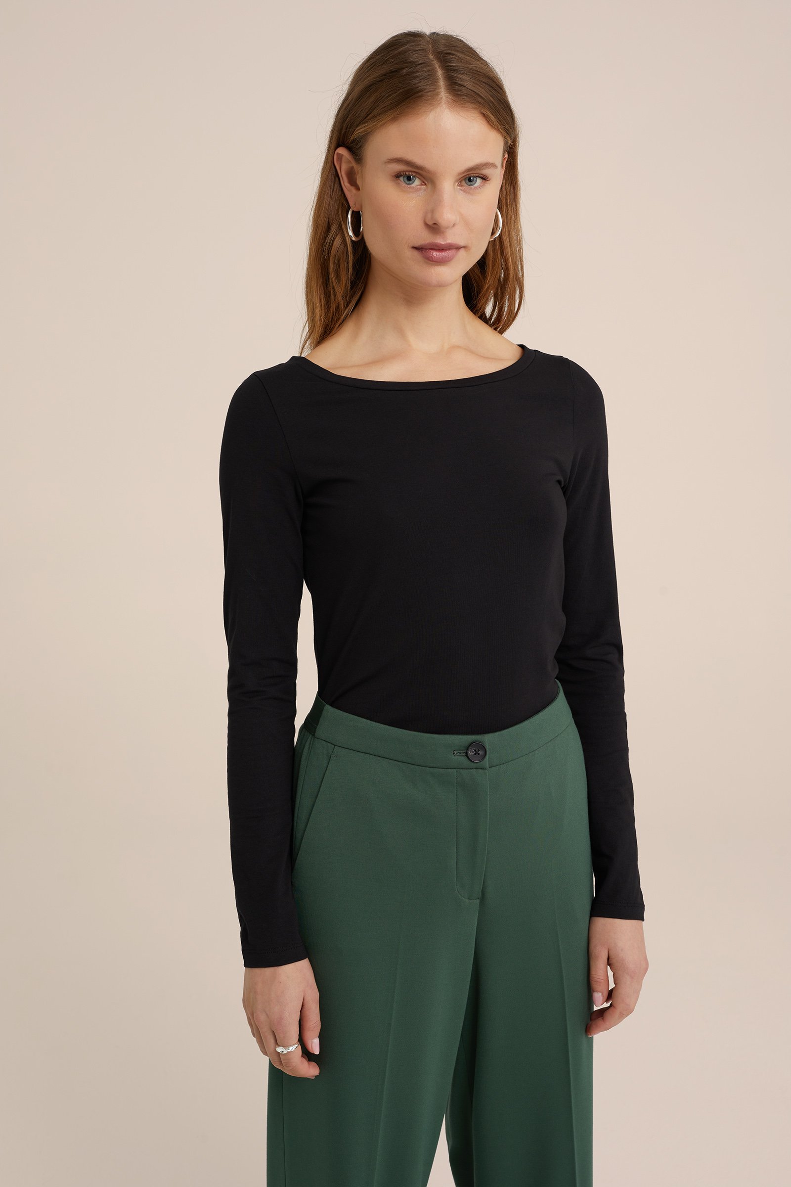 T-shirt van katoenmix WE Fashion Zwart