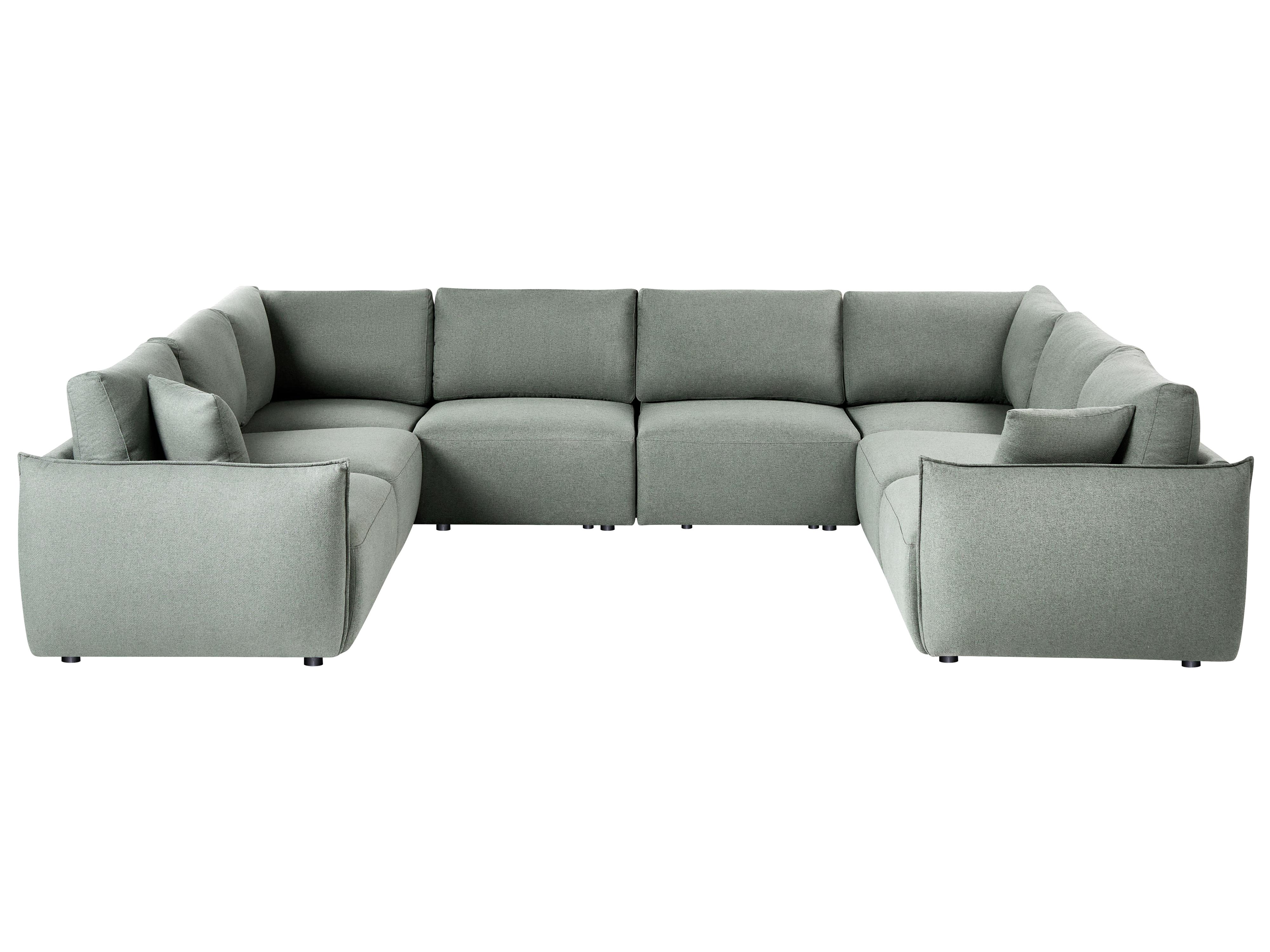 Modulaire U-vormige bank 8-zits MESNALI Stof Groen