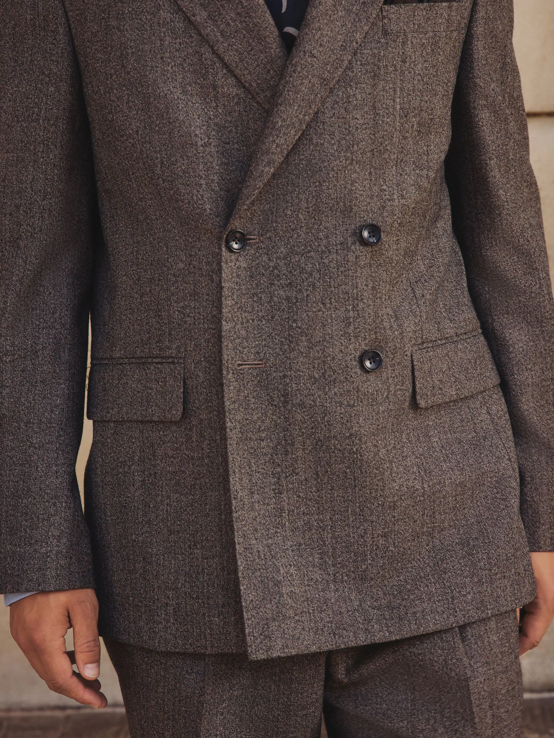 Neutraal - Double Breasted Merino Wool Blend Suit Jacket