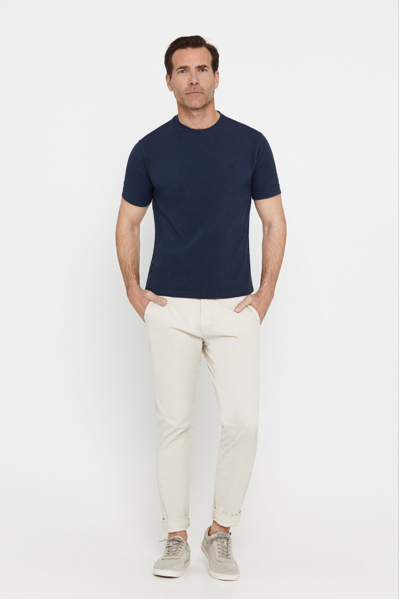 Camiseta básica de piqué - Azul escuro