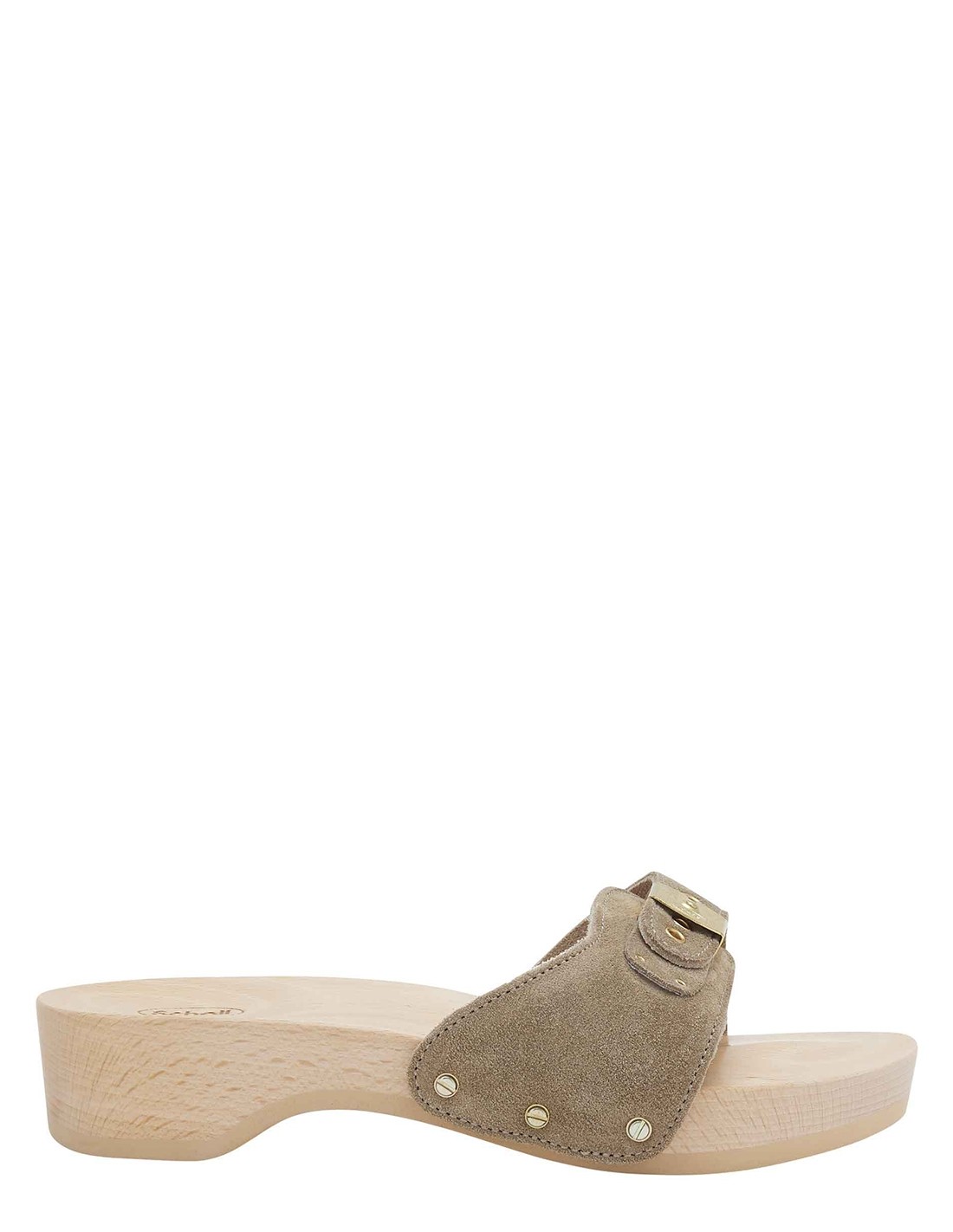 scholl sabots femme pescura heel daim taupe