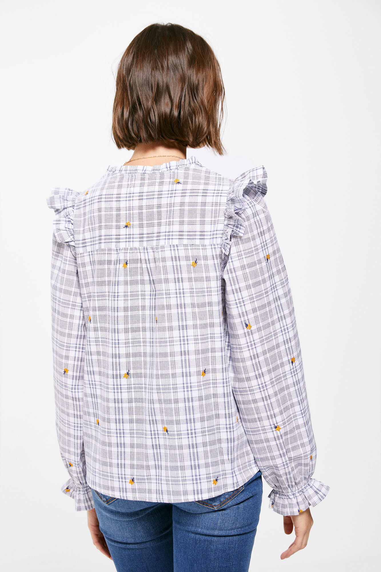 Blusa xadrez com babados