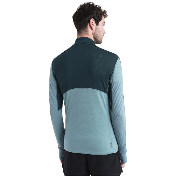T-shirt thermique ICEBREAKER M MERINO 200 REALFLEECE DESCENDER LS HALF ZIP FATHOM GRN/CLOUD RAY/CB