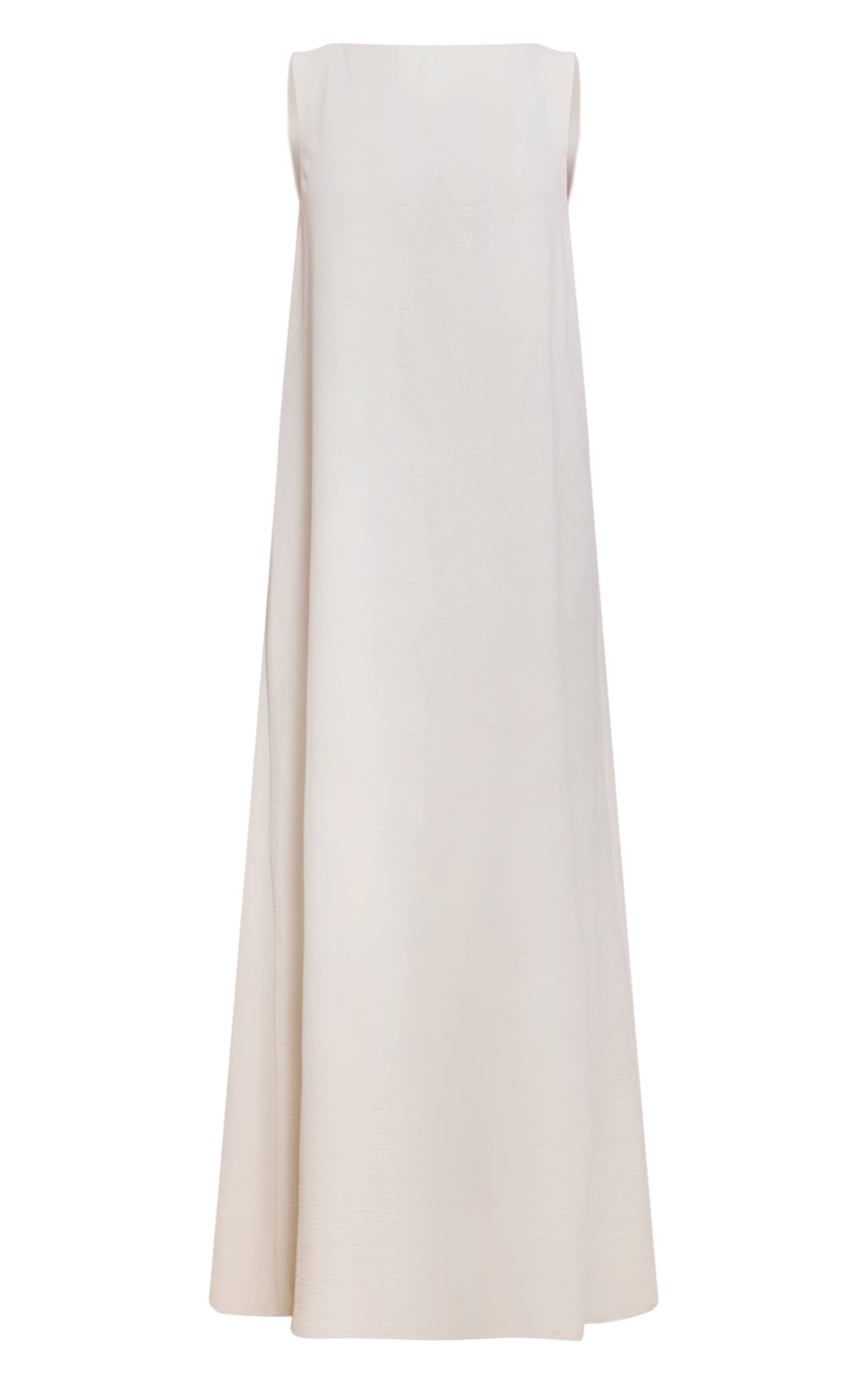 Crème Robe Maxi Sans Manches À Col Bateau Texturée