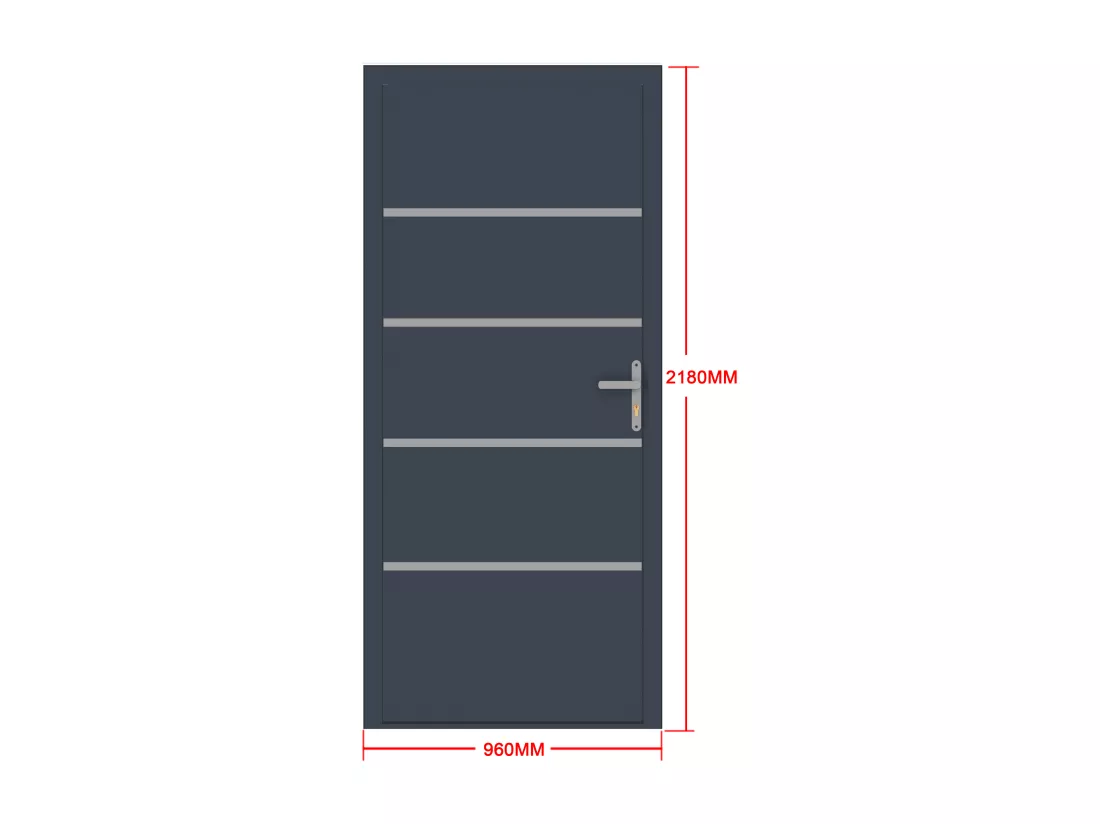 Porte d'entrée en aluminium H218 x L96 cm anthracite - poussant droit - ISALINA