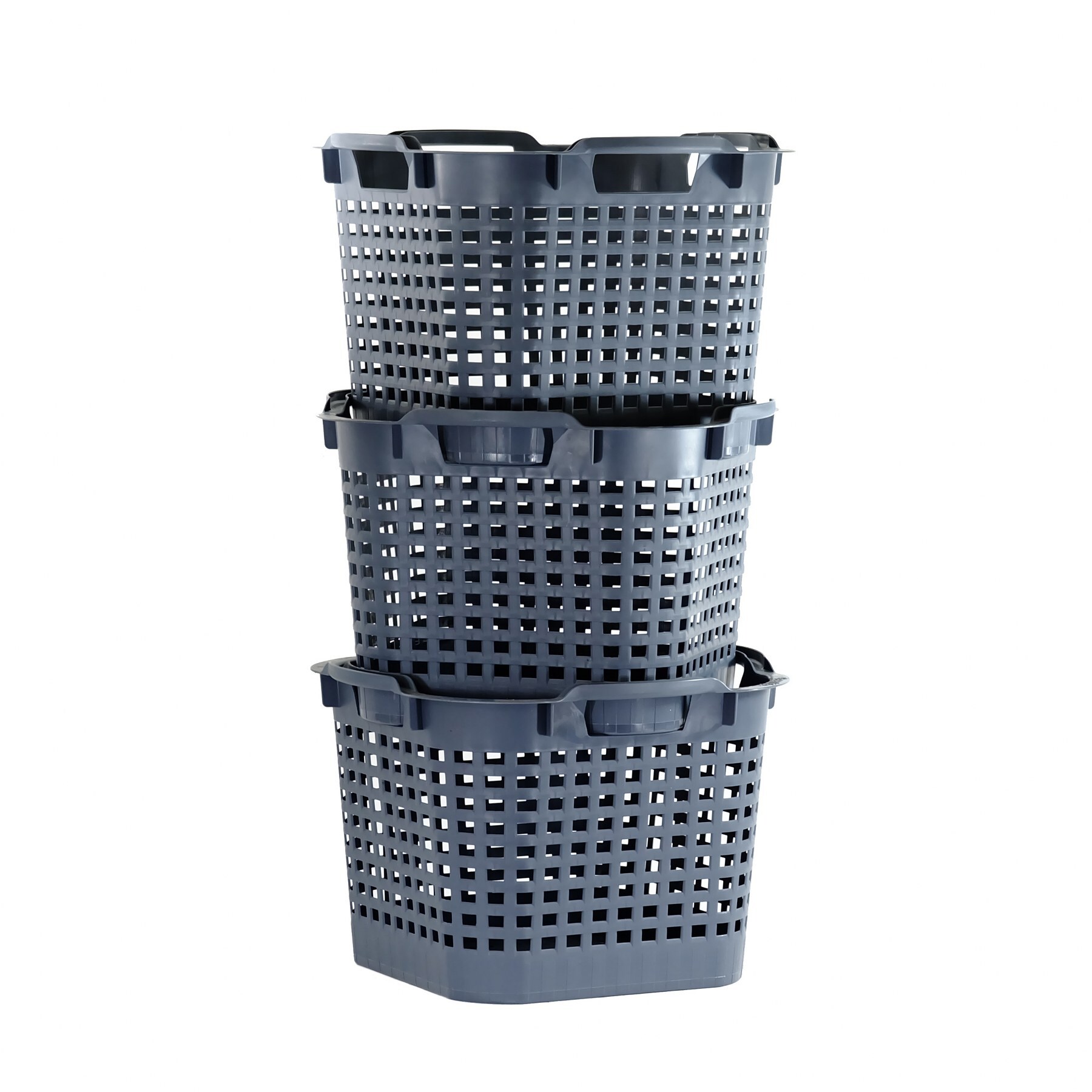 GreenLife Uni-Korb 25 kg, 3 Stück, drehstapelbar, grau