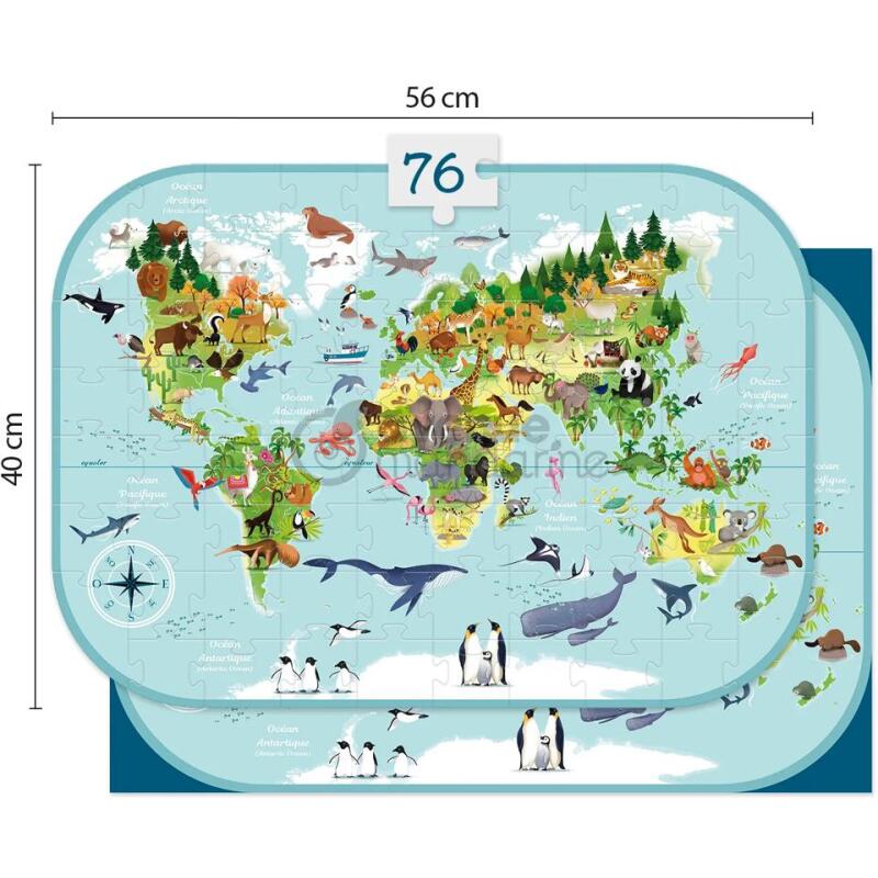 Puzzle éducatif, Planisphère - Multicolore