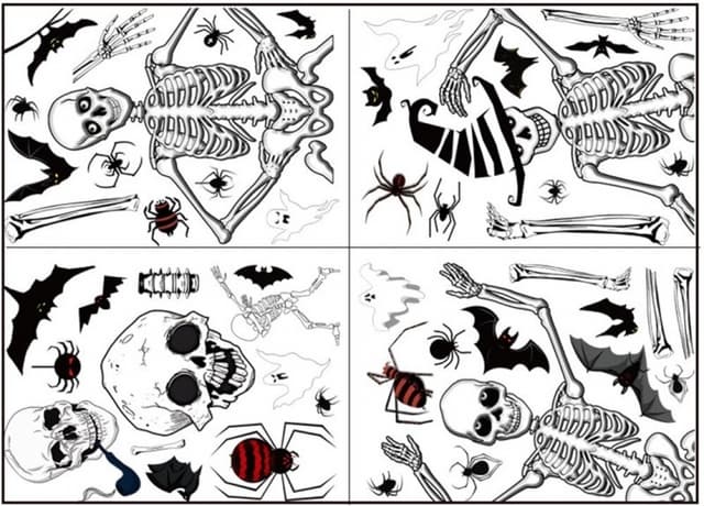 Vægdekorationer med halloweenmotiv, Døskaller, 35x25