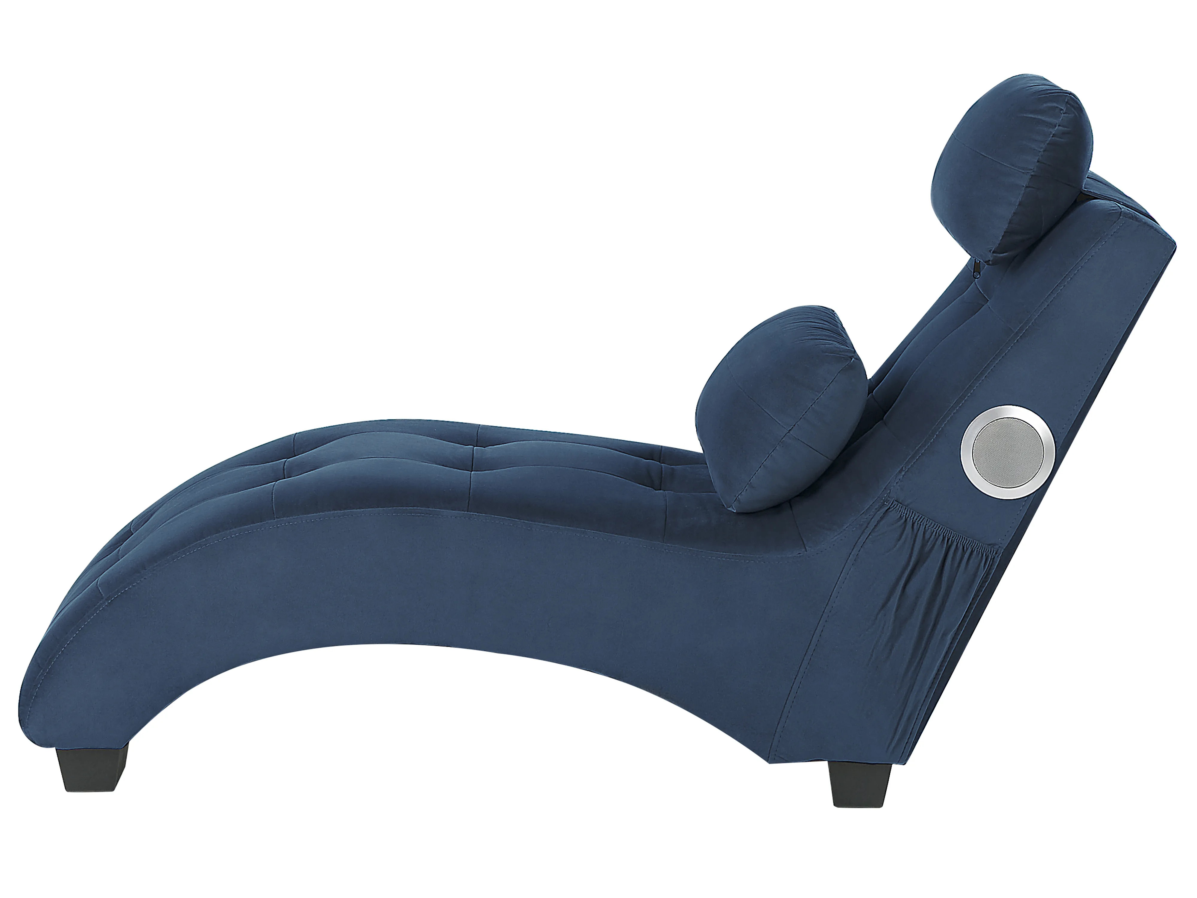 Chaise longue SIMORRE Fluweel Donkerblauw met ingebouwde Bluetooth speaker