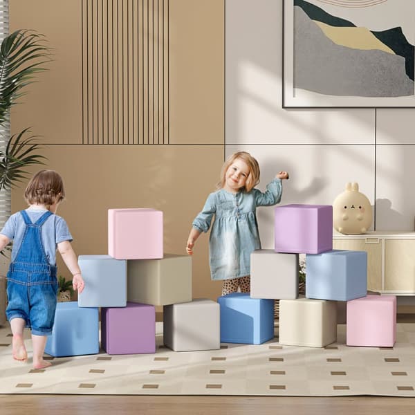 Myke byggeklosser Sett med 12 skumbyggeklosser Gigantiske byggeklosser Byggeleker for barn 1-3 år gammelt kunstskinn EPE |