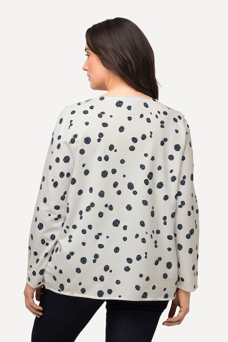 Sweatshirt, Punkte, offenkantig, Rundhals, Langarm
