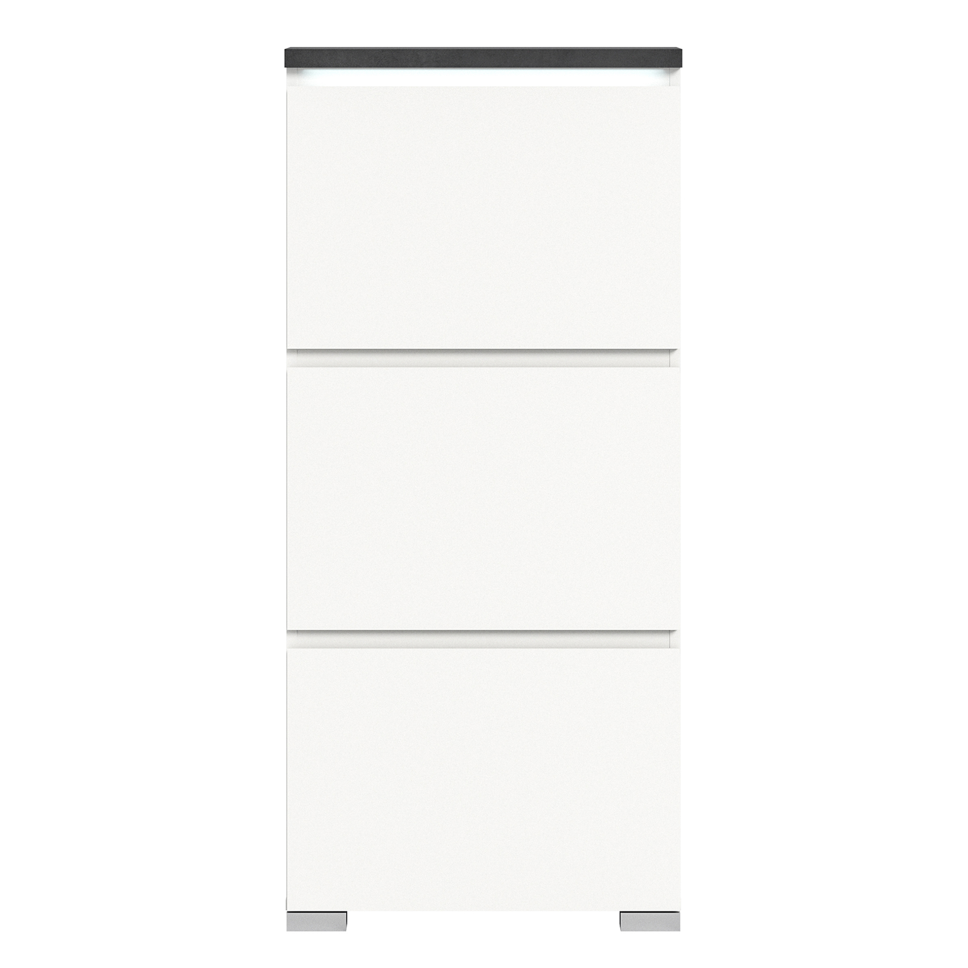 Schuhschrank SHOELOVE - weiß-Industrial grau - 130 cm hoch