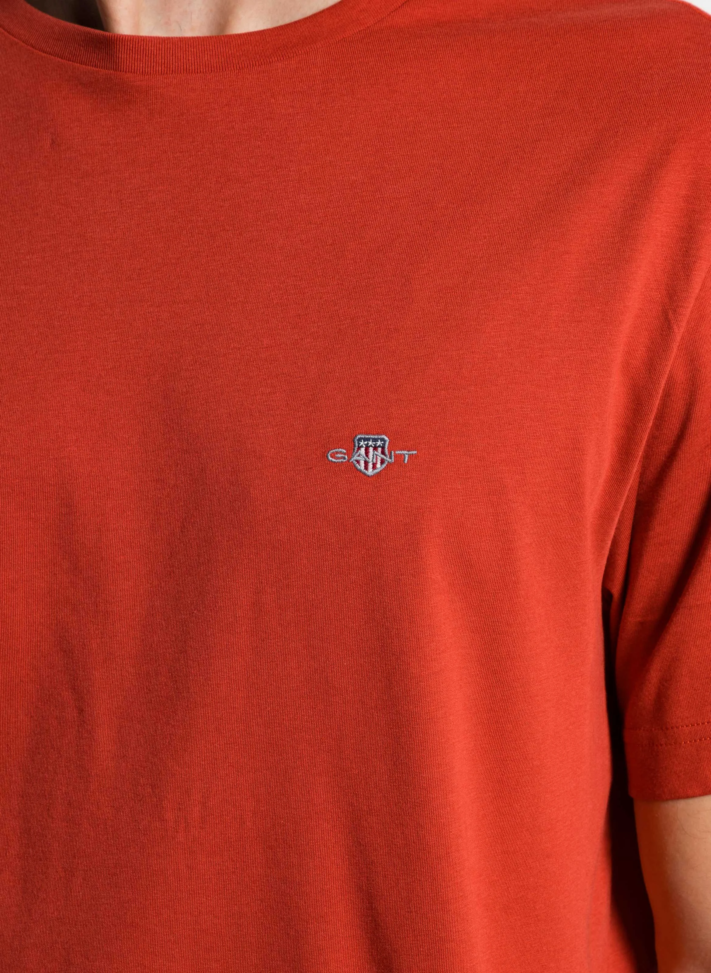 Tee-shirt col rond droit en coton | Rouge