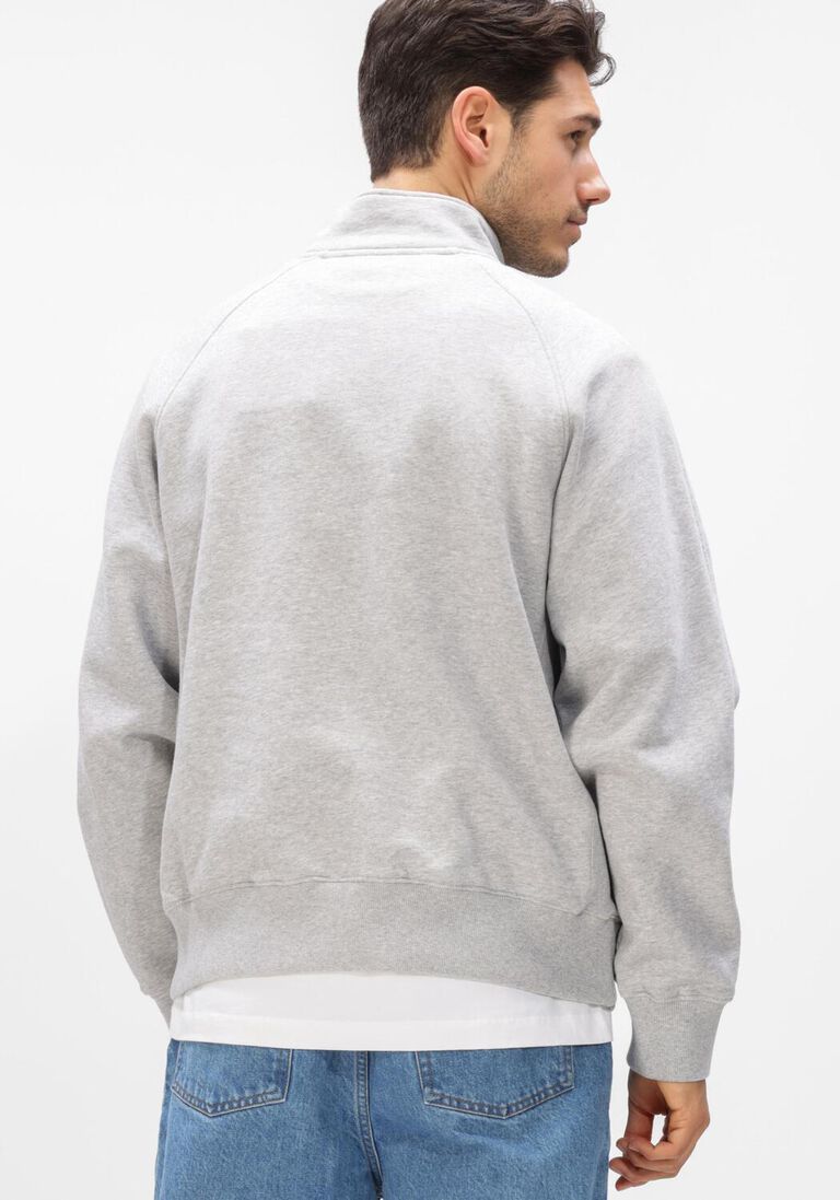 grijze olaf hussein trui signature zip mock