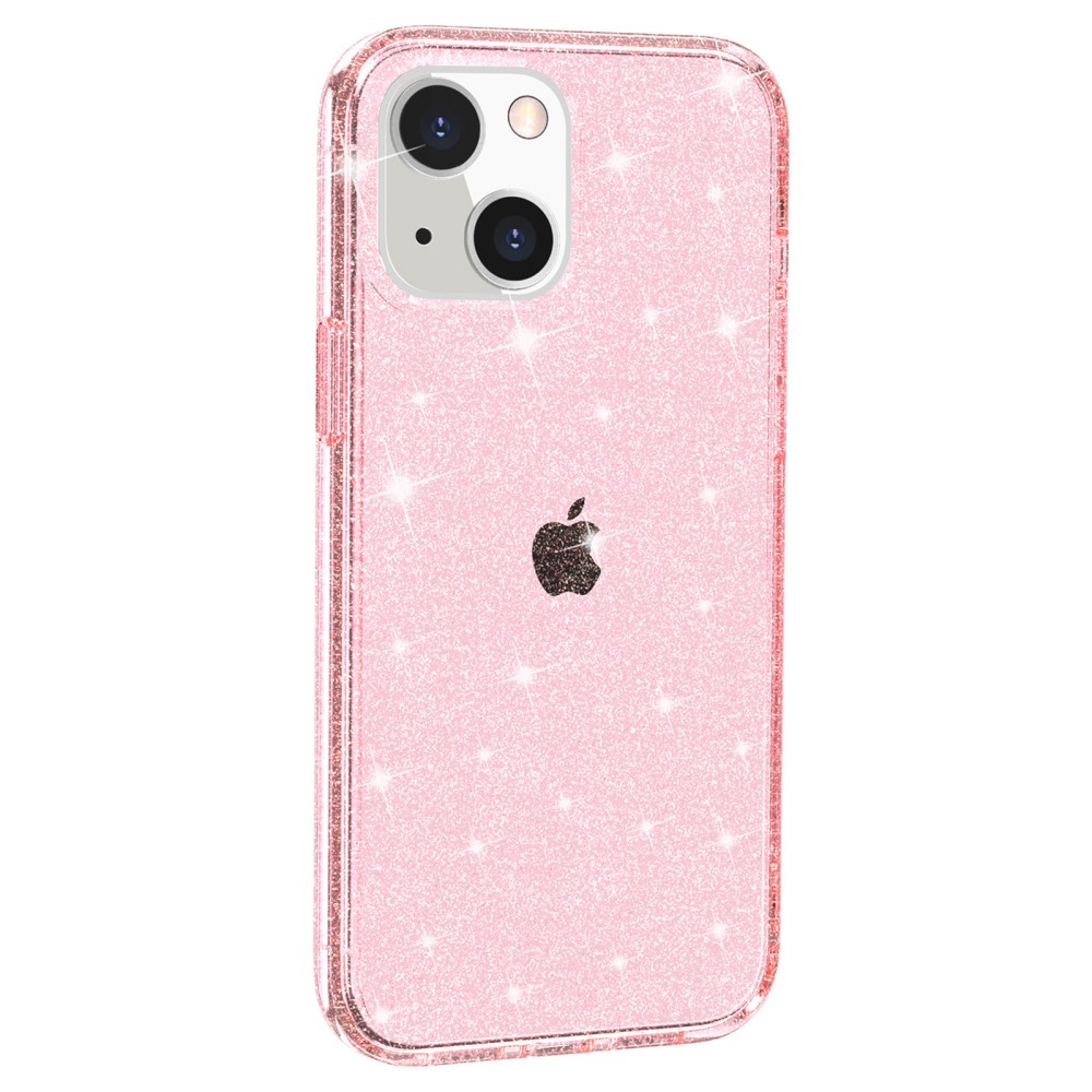 iPhone 15 Hybrid Hardcase Schutzhülle im Glitzer Design - Pink / Transparent