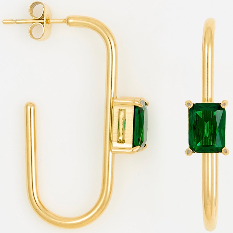 Boucles d'oreilles - Alliage - Doré & vert