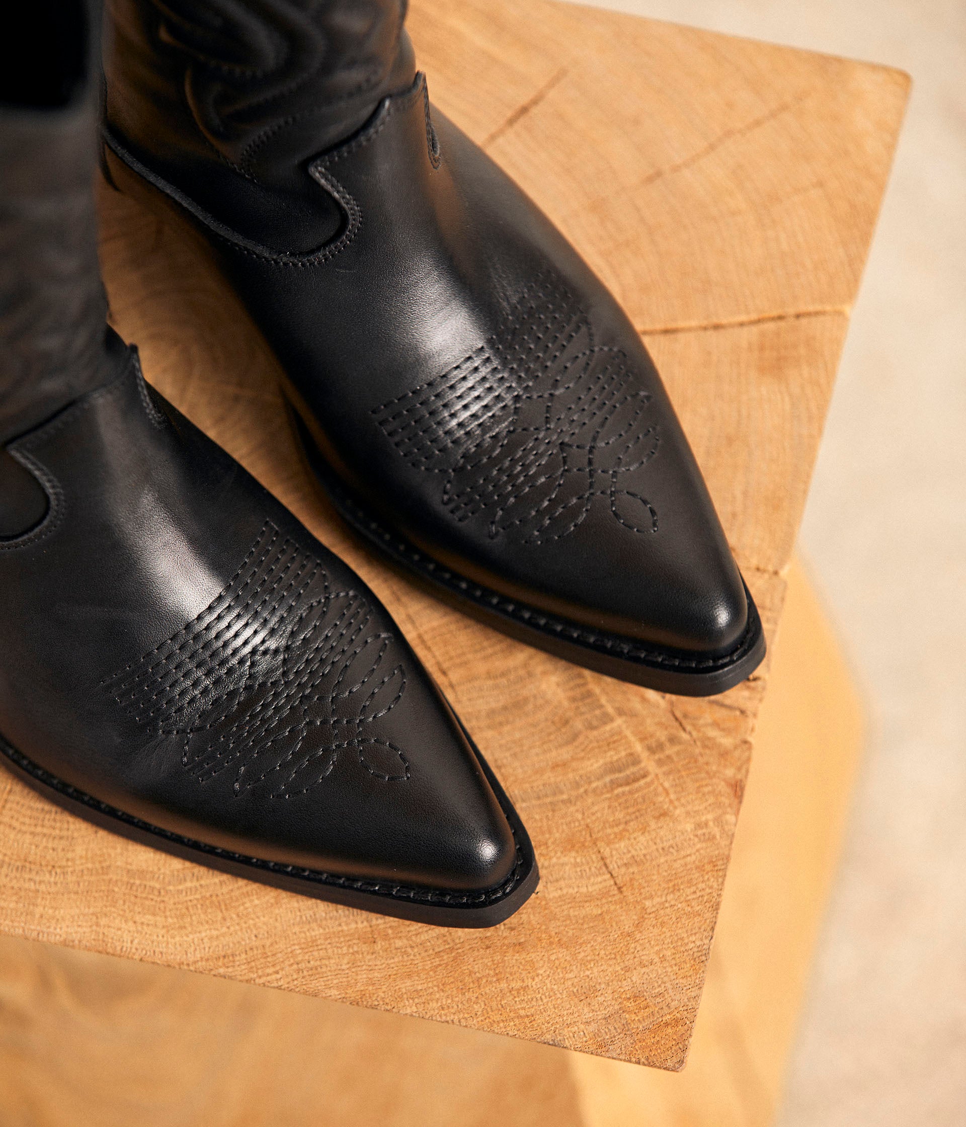 Santiags cuir noir Zély