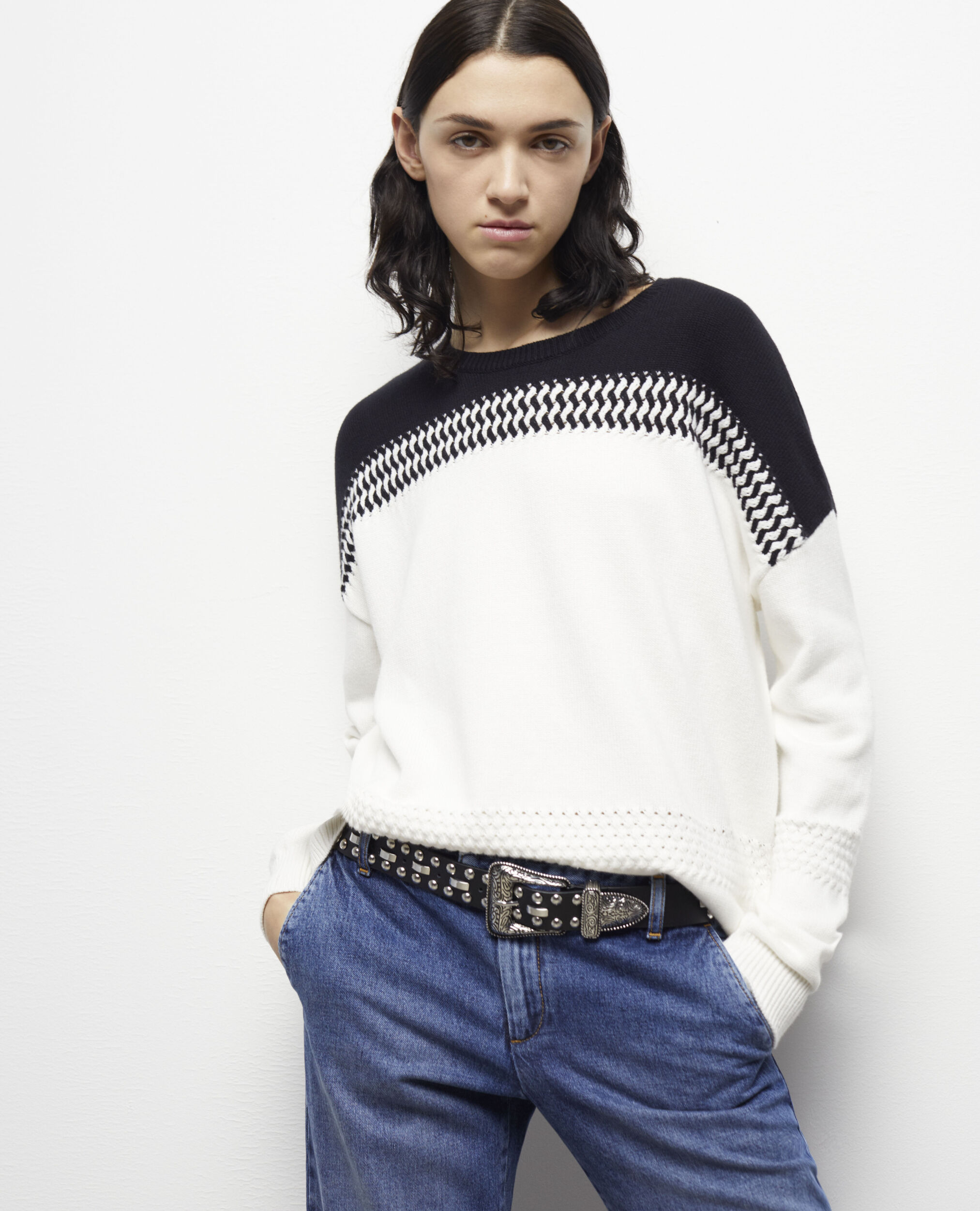 Ceinture en cuir à studs noire
