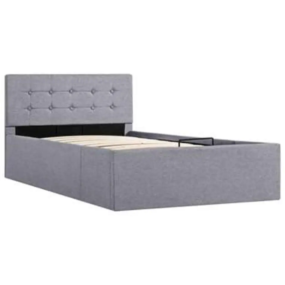 vidaXL - Eenpersoonsbed met opbergruimte - Lichtgrijs - Stof - 90x200 cm