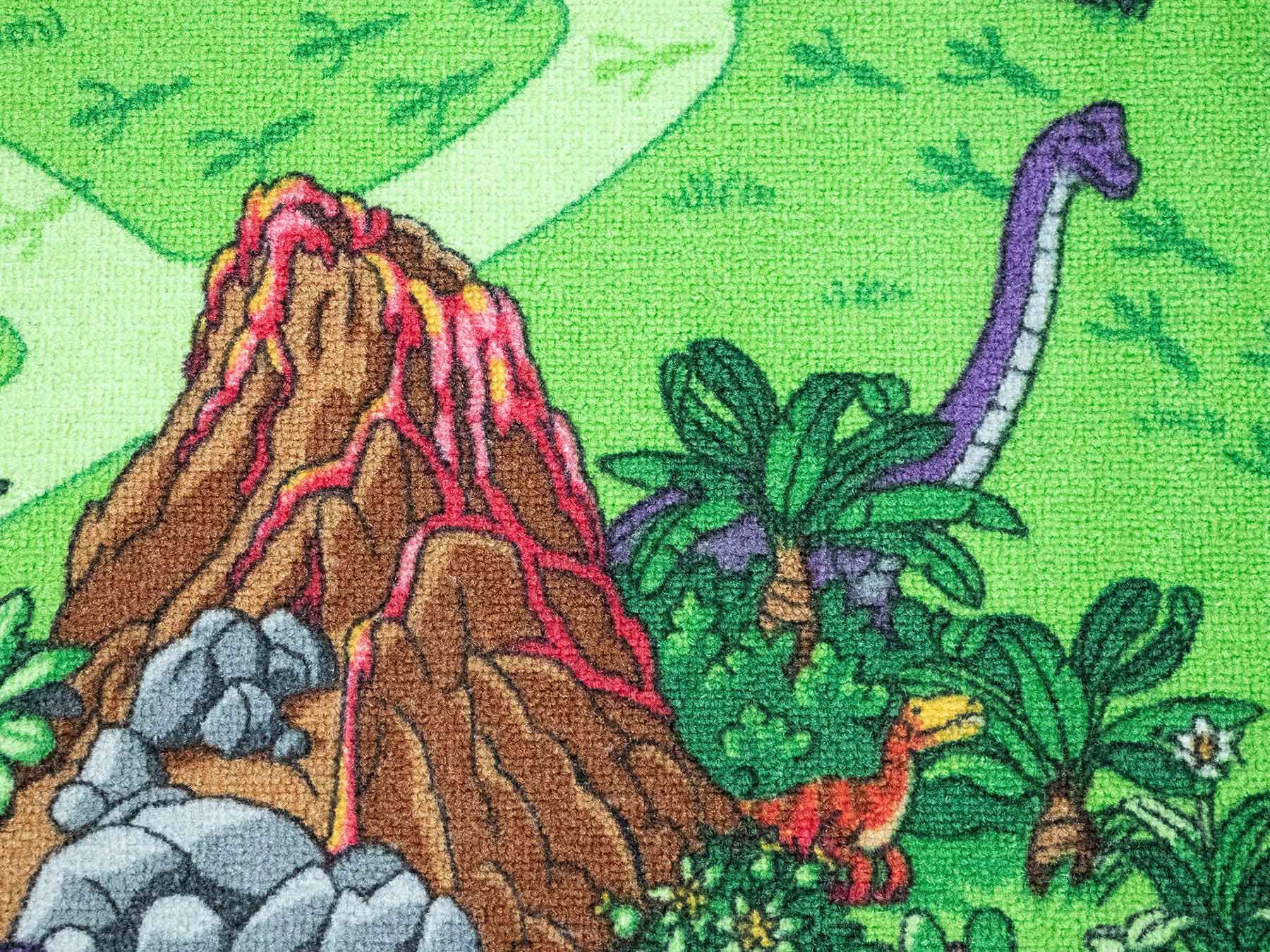 Primaflor-Ideen in Textil Kinderteppich »DINO, Made in Belgium« rechteckig 6,5 mm Höhe Strassen-Spiel-Teppich, Motiv Dinosaurier, Kinderzimmer