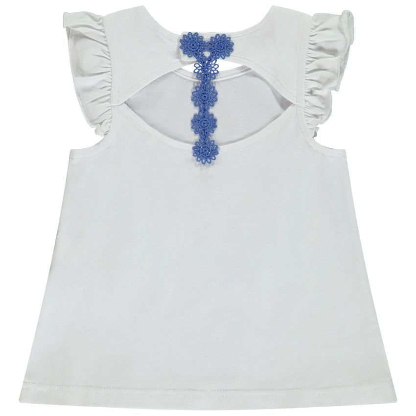 T-shirt manches courtes détail crochet au dos pour bébé fille - Blanc