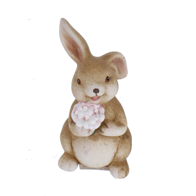 Hase mit Blumen - aus Keramik - ca. 7 x 6 x 12 cm - 1 Stück