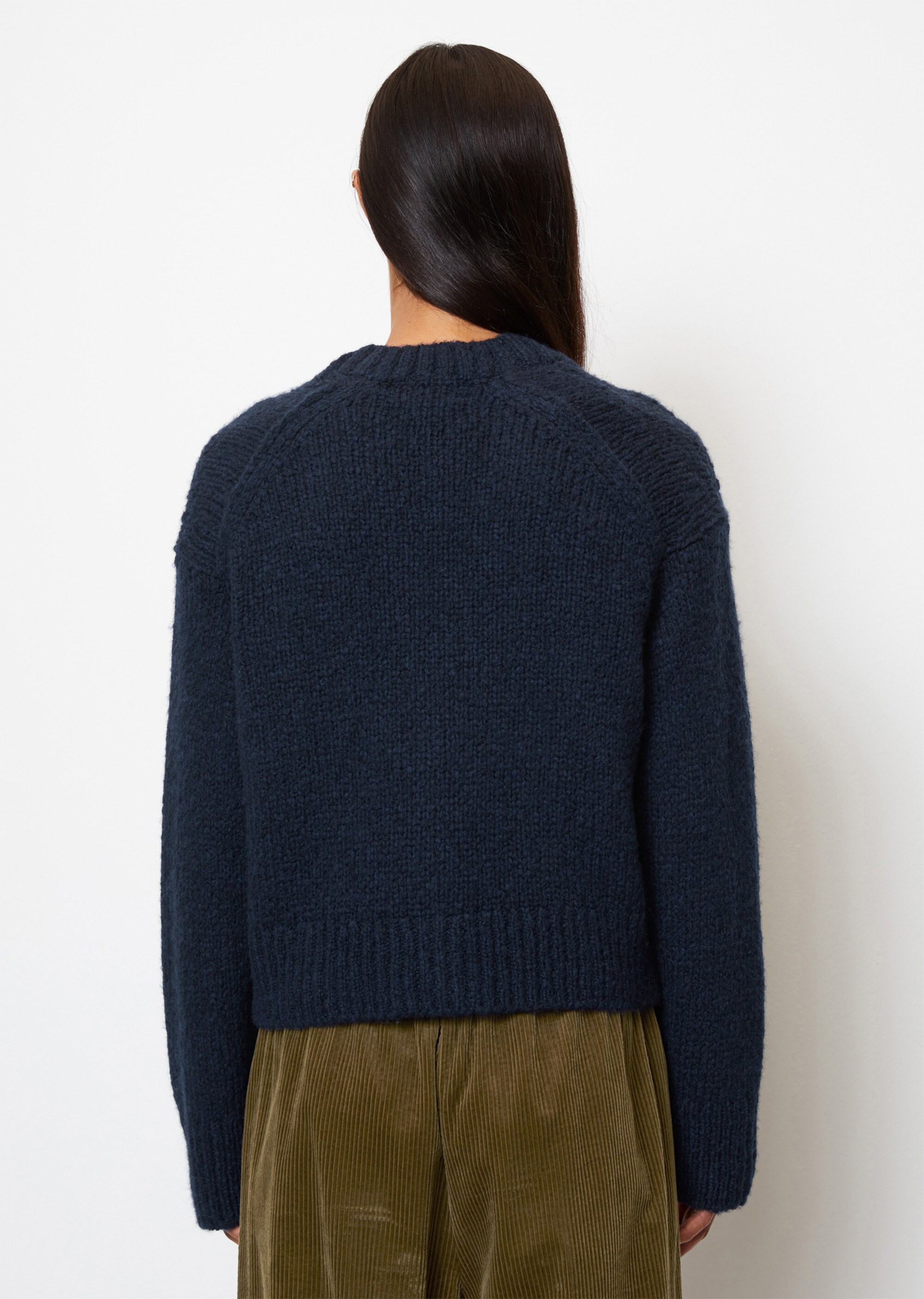 V-Neck-Cardigan looseaus Schurwolle-Mix