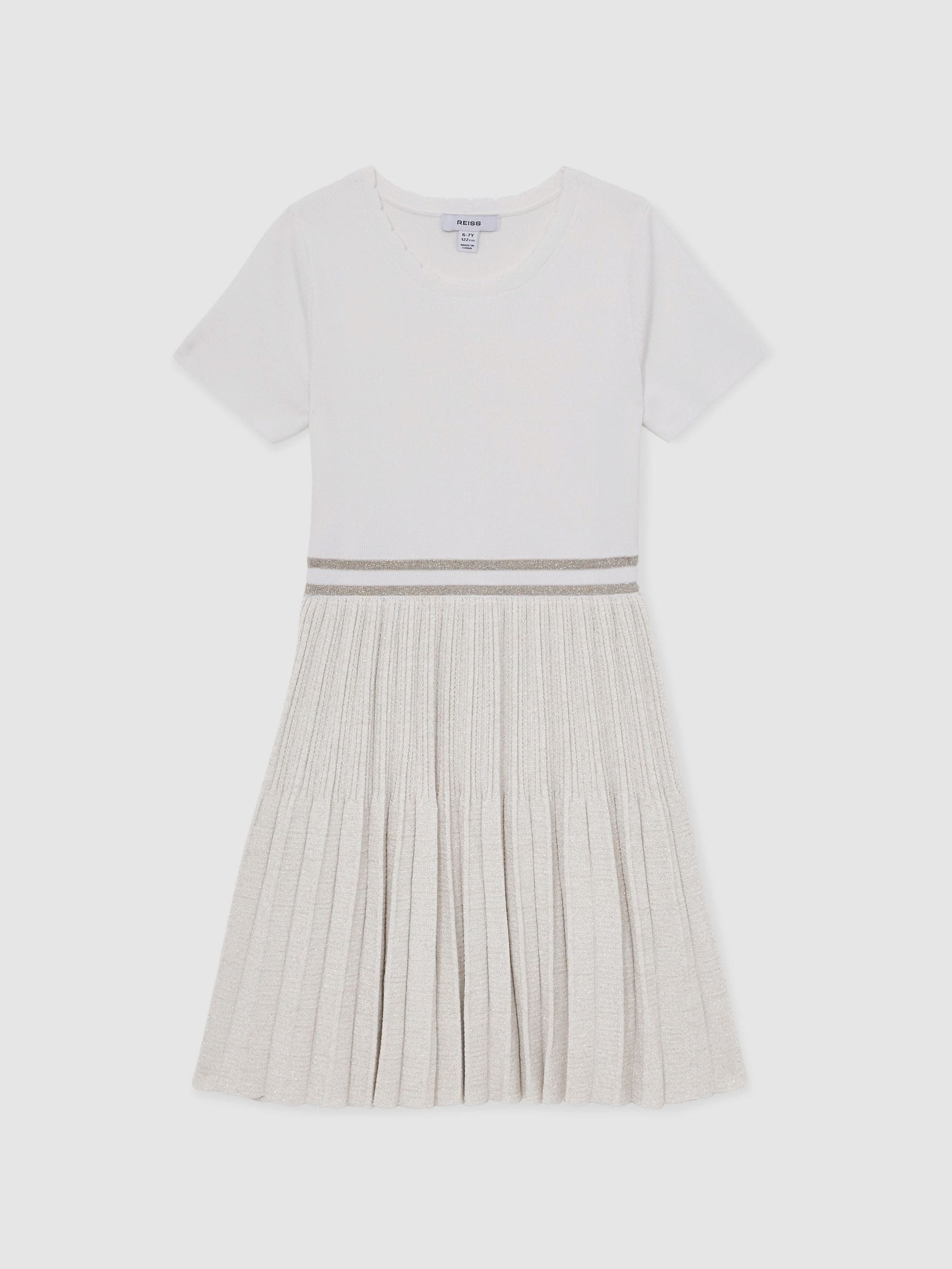 Reiss Zoe Metallic-Knit Pleated Dress