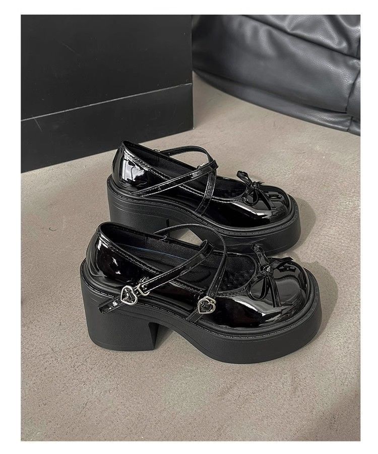Gordong - Mary Jane pumps met blokhak en plateauzool