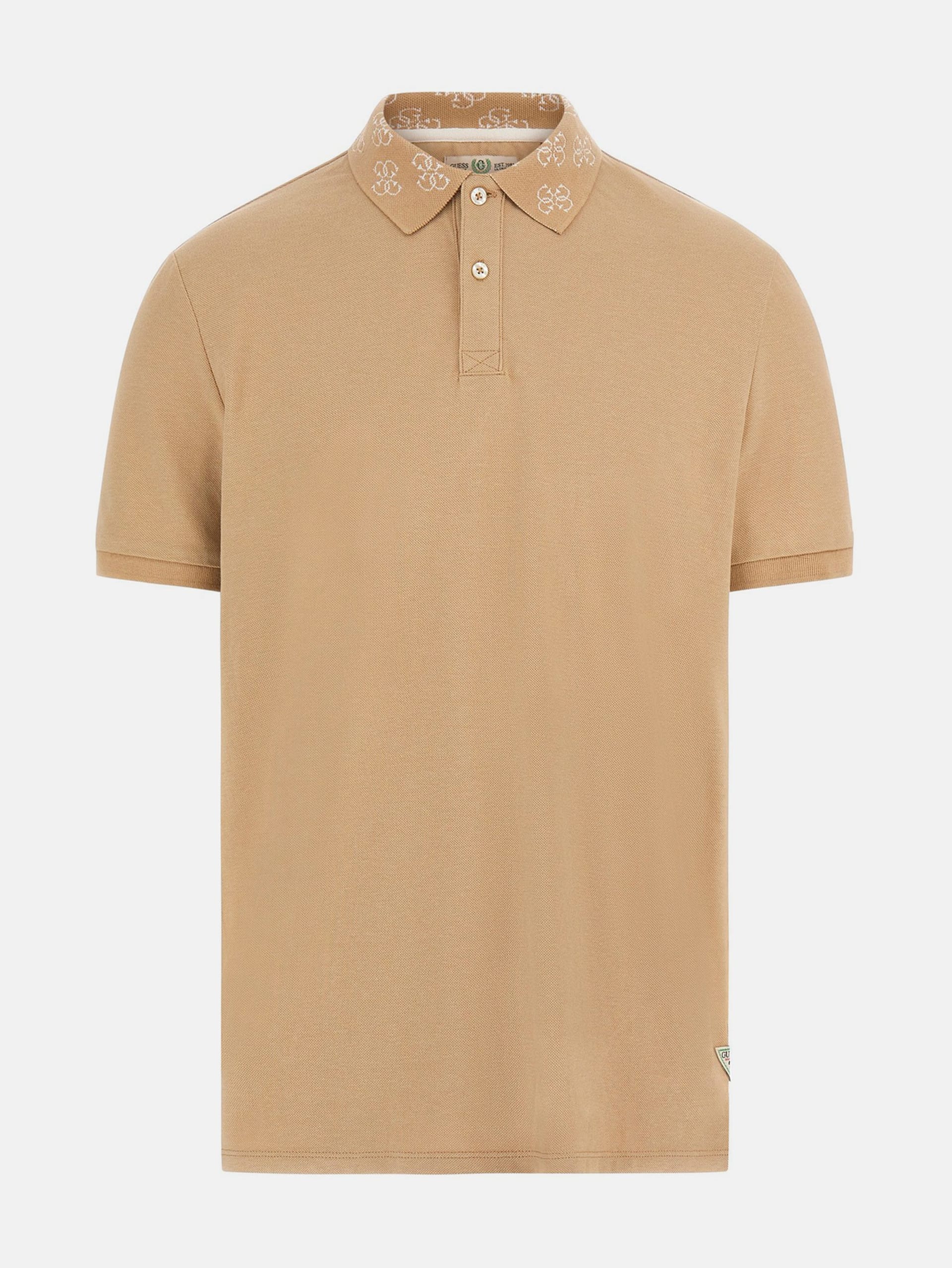 Polo com gola com logo em jacquard ecológico