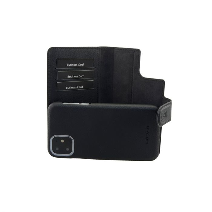 2in1 iPhone 14 Pro Echtleder Magnet Wallet Case Tasche Flip Cover (JOSSIP14PRO-M01) - Schwarz