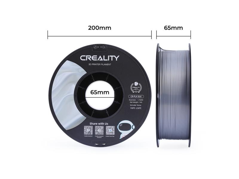 Creality Filament PLA, Silk Silber, 1.75 mm, 1 kg 1.75 mm PLA Filament für 3D Drucker