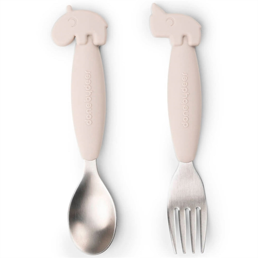 Done by Deer YummyPlus Easy Grip Cutlery Set Powder - DonebyDeer