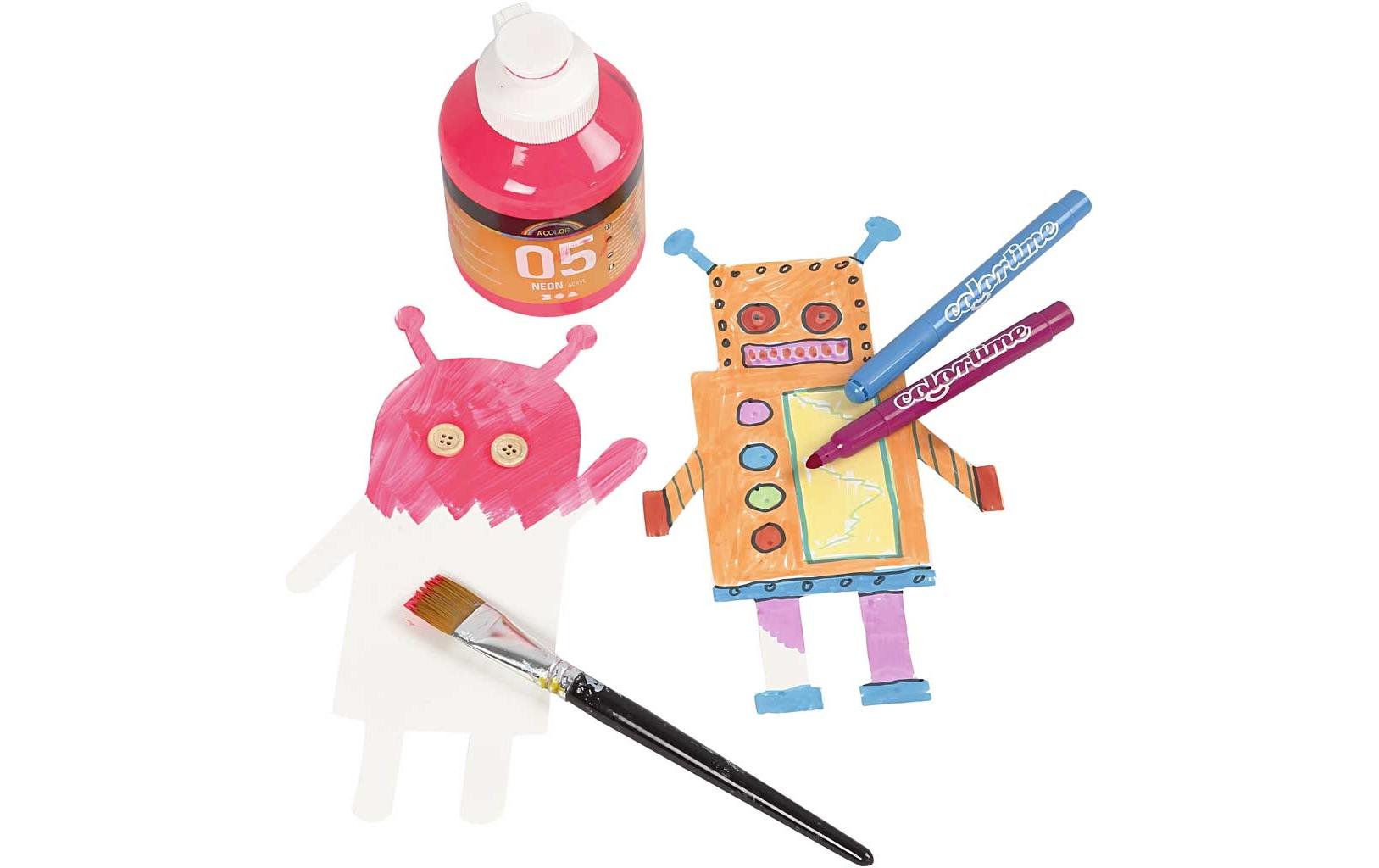 Bastelpapier Roboter 16 Stück, WeissStanzschablonen